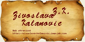 Živoslava Kalanović vizit kartica